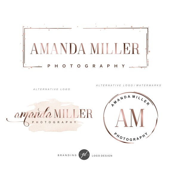 Logo Watercolor Logo Design Rose gold Branding kit