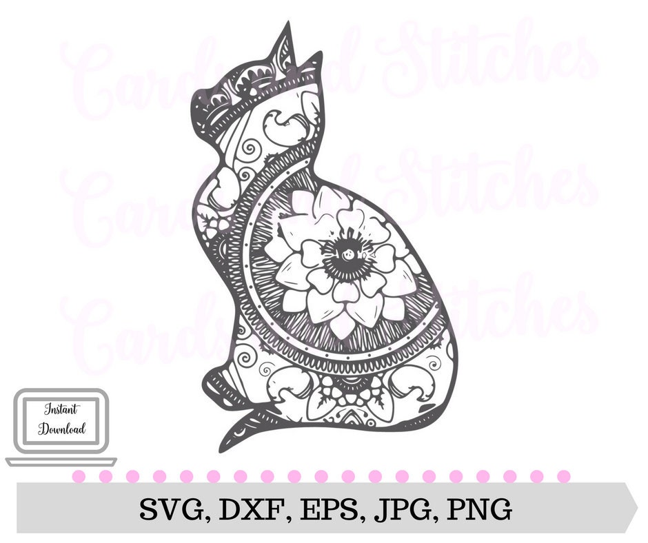 Download Cat Mandala SVG Cat SVG Cat Mandala Print Vector Cut