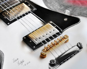 Little Sister's Guitar Mixed Media 8x10 print