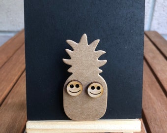 Wooden Smiley Stud Earrings