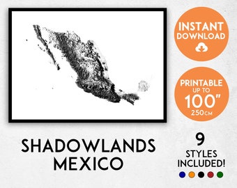 shadowlands mexico map print mexico print mexico map mexico poster mexico wall - Printable Map Of Mexico shadowlands mexico map print mexico print mexico map mexico poster mexico wall - Printable Map Of Mexico