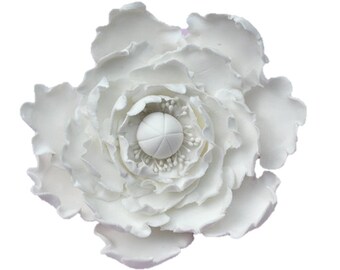 4" White Gumpaste Peony Flower