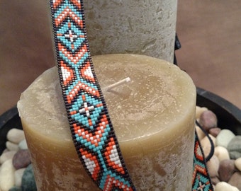 The Turquoise Cheyenne - Custom Beadwork, Hand Beaded Hat Band, Cowboy Hat band