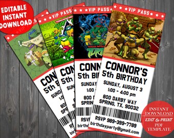 Ninja Turtles Invitations, Teenage Mutant Ninja Turtles Invitations, TMNT Invitations, TMNT Birthday, Ninja Turtles Birthday Invitation