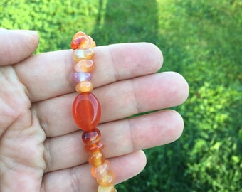 Carnelian and orange topaz stretch bracelet