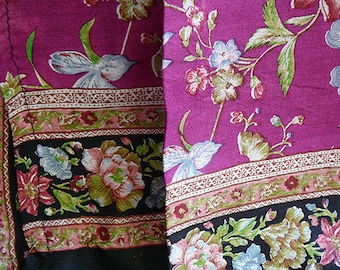 vintage floral silk sari magenta by the yard yardage high quality great condition