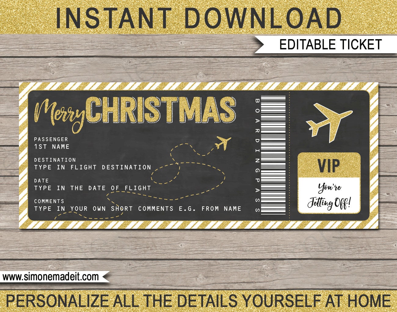 Christmas Plane Ticket Gift Printable Boarding Pass