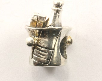 Vintage Ice Bucket With Champagne Charm Sterling 925 CH 459