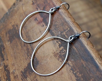 Wire Wrapped Hoop Earrings - Silver