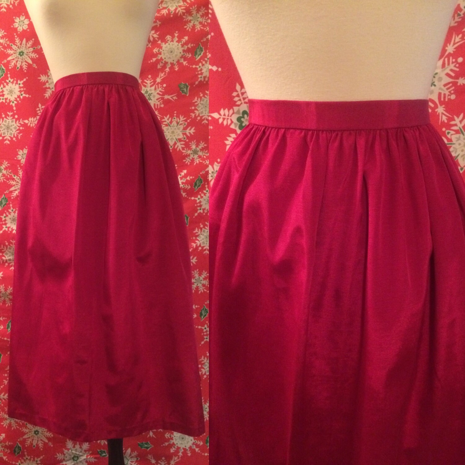 Vintage 1960s Hot Pink Taffeta Maxi Skirt Plus Size Volup