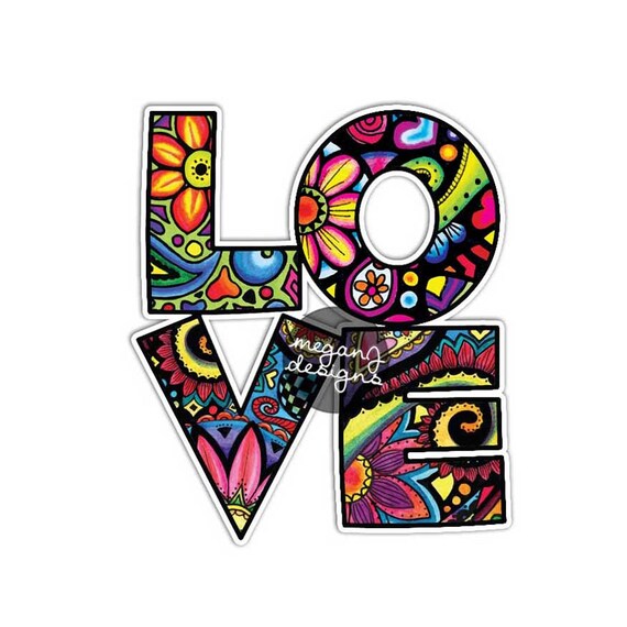 Love Car Decal Colorful Design Bumper Sticker Laptop Decal