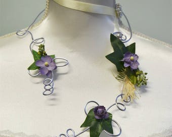 Necklace purple rustic wedding