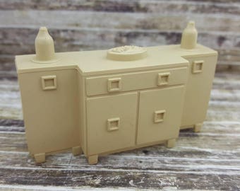 Marx Dining room Sideboard Toy Dollhouse Contemporary Style Beige Hard Plastic