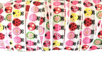 5/8" Pink Ladybug ~ FOE ~ Fold Over Elastic ~ Headbands ~ FOE ~ Trim ~ 5/8 inch