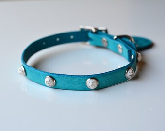 BELLE Leather I.D Collar, Pet Collar, Small Dog Or Cat Collar, small pet collar, Custom Collar, Leather Cat or Small Dog Collar