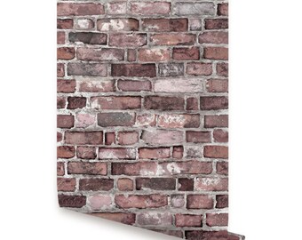 Vintage Brick Self Adhesive Fabric Wallpaper Repositionable
