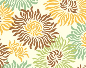 Heather Bailey Freshcut Graphic Mums Brown Fabric, 1 Yard