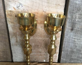 Vintage brass candle holders wall sconce decor cottage retro gold candle holders candle stick wall decor