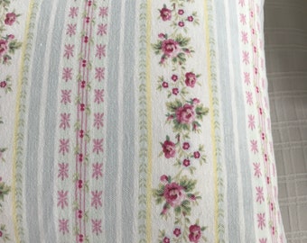 New handmade floral ticking pillow with pink roses