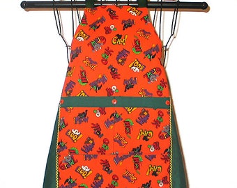 Childs Apron Halloween Creepy Critters Ages 3 thru 7 Reversible Adjustable