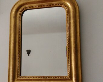 Antique mirror, gilted mirror, old French Louis Philippe mirror with gold leaf, wall mirror