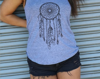 SALE- Athletic Grey Geometric Dreamcatcher // American Apparel Tank.