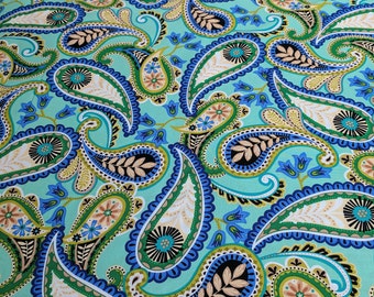 Serenity-Green Paisley Cotton Fabric from Exclusively Quilters