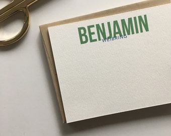 Thank You Notes, Custom Stationery, Centered block thick and thin stationery, Handmade Note Cards - Thank you tags
