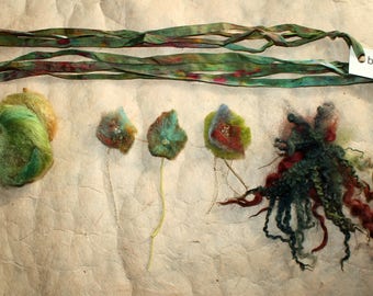 Set for art yarn-flowers-silk-curls