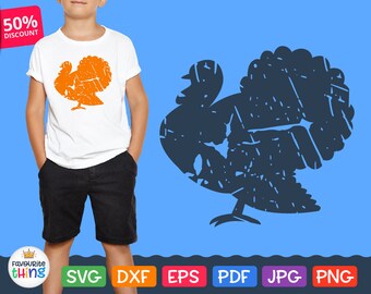 Svg Turkey Silhouette, Turkey Grunge Clip art cut file, Thanksgiving Turkey Svg, Cricut vinyl designs downloads Dxf Png Eps Digital Image