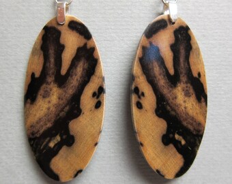 Black & White Ebony Dangle Exotic Wood Earrings handmade ExoticWoodJewelryAnd ecofriendly earthy