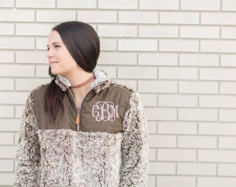 Sherpa. Monogram pullover. monogram fleece