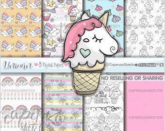 Unicorn Digital Paper, Printable Paper, Unicorn Pattern, COMMERCIAL USE, Unicorn Paper, Animal Pattern, Unicorn Party, Unicorn Texture