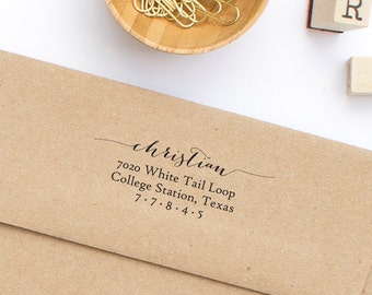 Return Address Stamp, Self-Inking Address Stamp, Custom Address Stamp, Wedding Stamp, Calligraphy Address Stamp, Stamp Style No. 86
