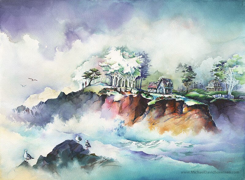 watercolor painting ocean