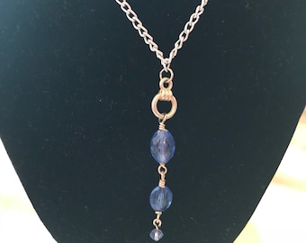 Blue moon, Silver beaded necklace with periwinkle beads