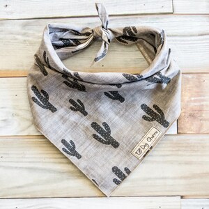 Gray Cactus Dog Bandana, Cactus Dog Bandana, Cactus Bandana, Tie On Bandana