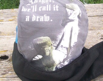 Upcycled The Black Knight Always Triumphs Shirt Fleece Hooded Scarf Scoodie OOAK