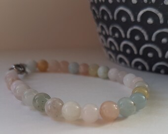 Morganite Gemstone Bracelet 6mm