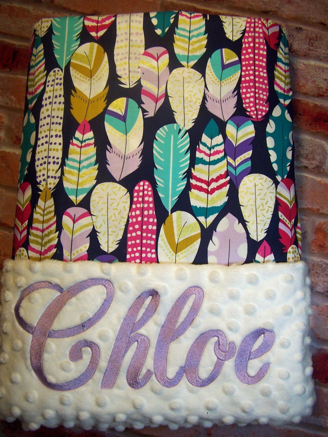 Personalized Baby Blanket Minky and Designer Cotton.