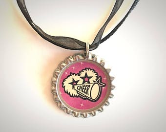 Cheerleader bottlecap necklace