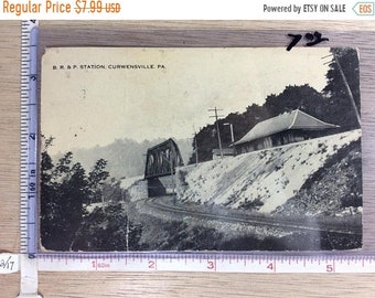 10%OFF3DAYSALE Vintage Old Post Card B R And P Station Curwensville Pa Post Marked Used