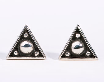 Silver Stud Earrings Sterling Silver Triangle Earrings Bohemian Jewelry - CST002SSO