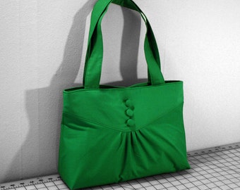 Pleats and Buttons Handbag in Kelly Green