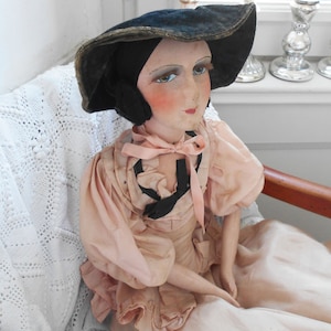 LAYAWAY for V! Don't buy! French Boudoir Doll Antique Hand Painted Doll