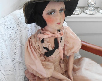 LAYAWAY for V! Don't buy! French Boudoir Doll Antique Hand Painted Doll