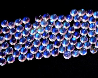 3mm AAA Rainbow Moonstone round cabochon - Blue flash Top Grade Rainbow Moonstone