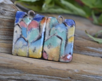 Burano- Handmade Porcelain Picture Bead Pair