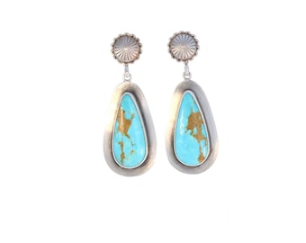 KINGMAN TURQUOISE Earrings Blue Golden Teardrops Southwest NewWorldGems