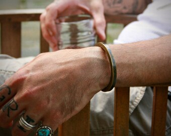 The Cuadrado - Square, Rugged Cuff Bracelet for Men in Sterling Silver or Brass - Masculine Jewelry - Rugged Jewelry - Biker Jewelry